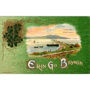 1910 Erin Go Bragh Fahan Pier Lough‎ Swilly Ireland Vintage Postcard